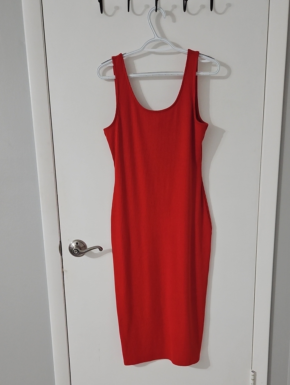 Bar III Red Ribbed Tank Midi Dress
